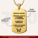 DIJE DE IDENTIFICACION PERSONAL | GRABADO POR UNA CARA | COLOR DORADO