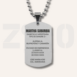 DIJE DE IDENTIFICACION PERSONAL | GRABADO POR UNA CARA | COLOR PLATA