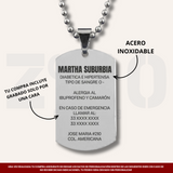 DIJE DE IDENTIFICACION PERSONAL | GRABADO POR UNA CARA | COLOR PLATA