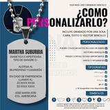 DIJE DE IDENTIFICACION PERSONAL | GRABADO POR UNA CARA | COLOR PLATA