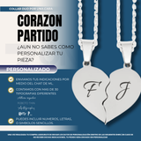 DIJE CORAZON PARTIDO PERSONALIZADO | COLOR PLATA
