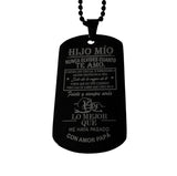 Dije Grabado tipo Placa Militar Negro Acero Inoxidable