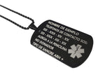 Dije Grabado tipo Placa Militar Negro Acero Inoxidable