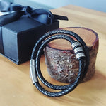 Brazalete de piel Premium Doble con Anillos Personalizados