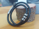Brazalete de piel Premium Doble con Anillos Personalizados