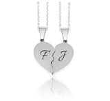 Increible par de Dijes de corazón partido Mini de acero inoxidable de 2.1 X 1.6cm / Plata