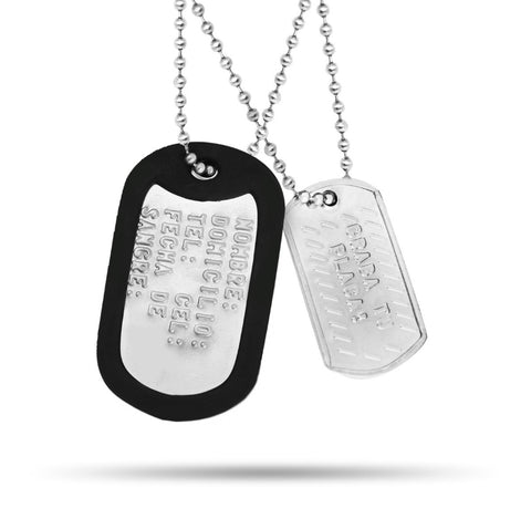 Juego Placa Grande Con Goma + Placa Chica Dog Tag