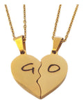 Dijes de corazón partido Mini de acero inoxidable de 2.1 X 1.6cm / DORADO