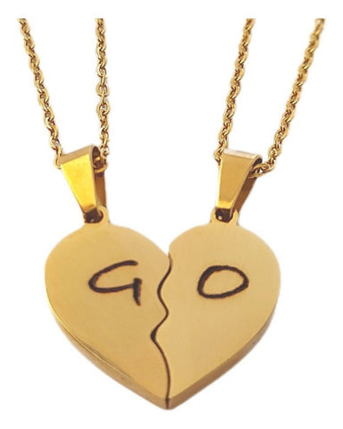 Dijes de corazón partido Mini de acero inoxidable de 2.1 X 1.6cm / DORADO